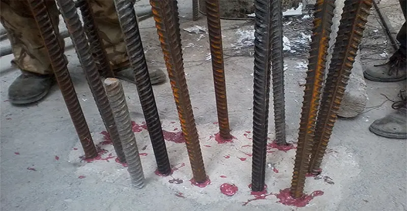 Belt planting glue on rebar