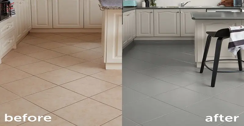 Comparing the old tile with the new painted tile
