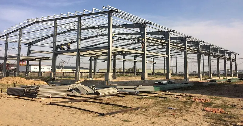 They build a large shed with a steel structure